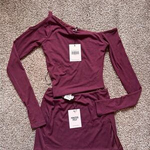 NWT Princes Polly Jails One Shoulder Set (Burgundy, Size: US 4 )